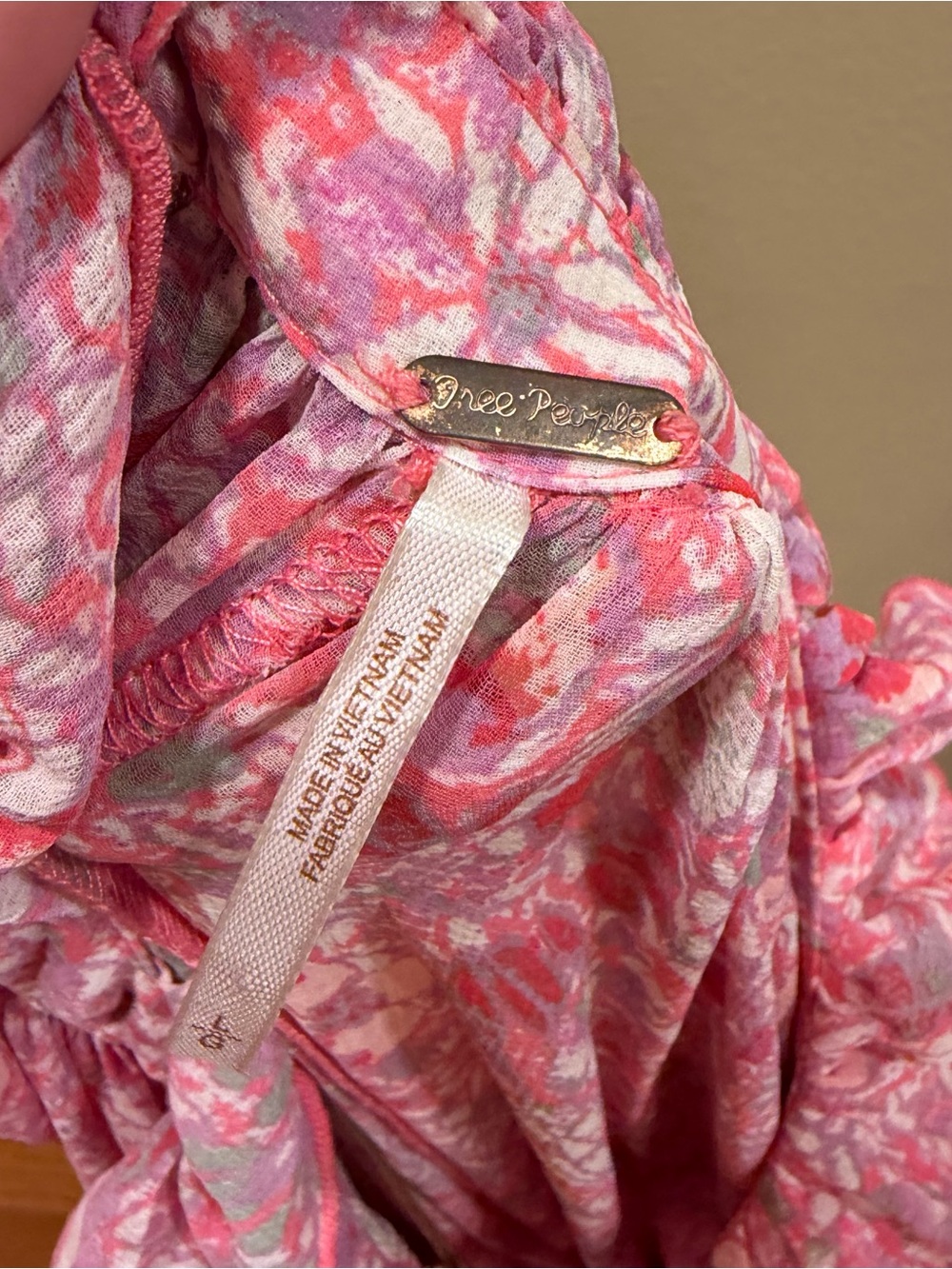 Free People Feelin Groovy Long Sleeve Pink Floral Tiered Maxi Dress Large - Picture 13 of 13